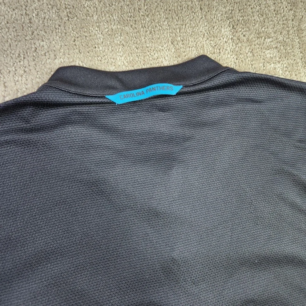 Carolina Panthers Shirt Men Large Blade Collar Nike Polo Dri Fit On Field Black